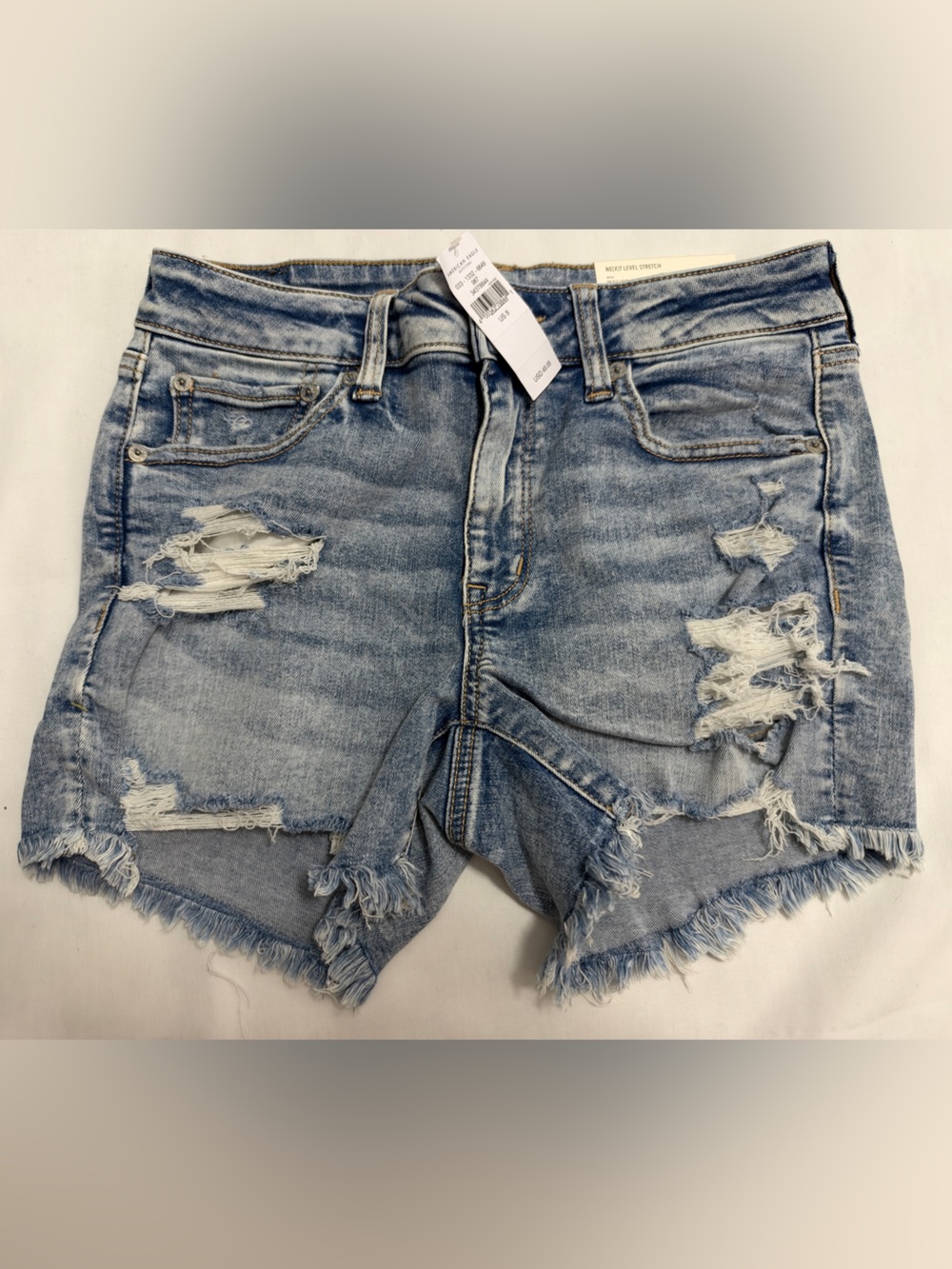 NWT American Eagle Midi Shorts Distressed Next Level Stretch Size 8